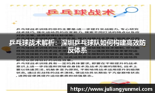 乒乓球战术解析：深圳乒乓球队如何构建高效防反体系
