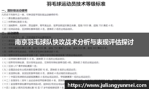 南京羽毛球队快攻战术分析与表现评估探讨